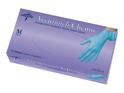 Accutouch Chemo Powder Free Blue Nitrile Gloves, Medium, 1000/Carton (MDS192085)