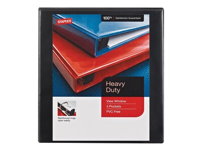 Heavy Duty 1/2 3 Ring View Binder with D-Rings, Black (56230-CC/26317)