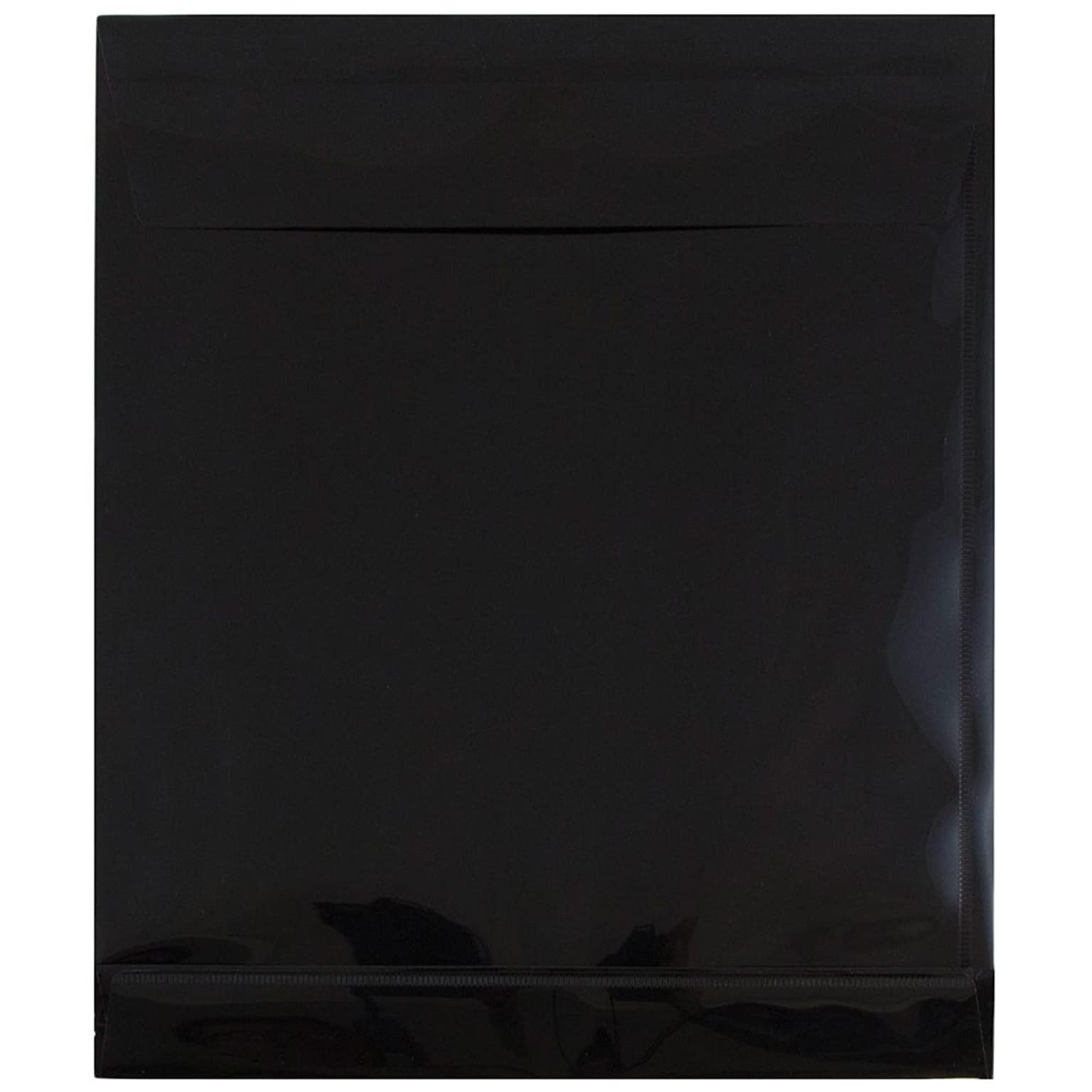 JAM Paper® Plastic Envelopes with Hook & Loop Closure, 1 Expansion, Letter Open End, 9.75 x 11.75, Black, 12/pack (118V1BL)