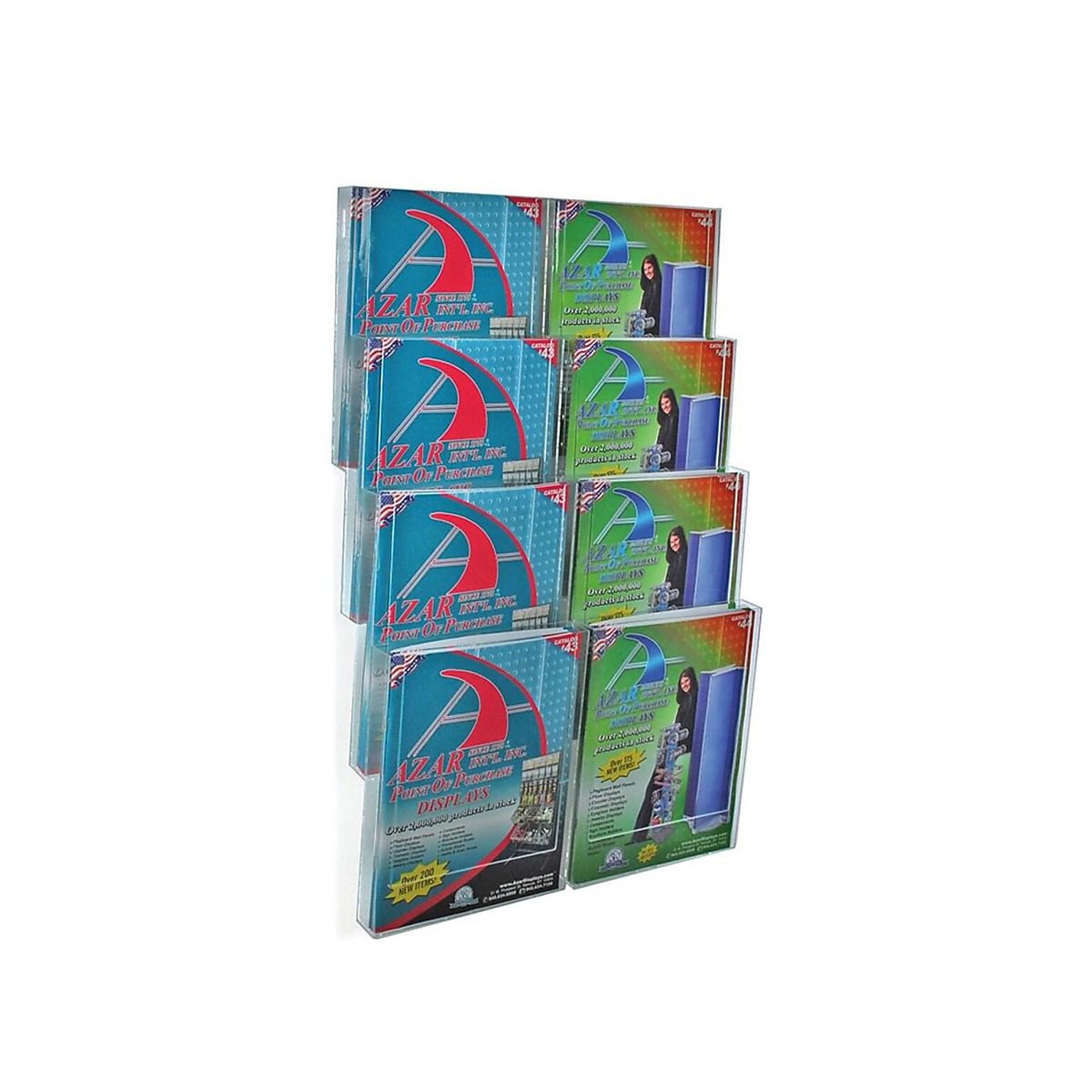 Azar Literature Holder, 18 x 20.25, Vertical, Wall Mounted, Clear (252322)