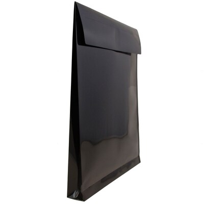 JAM Paper® Plastic Envelopes with Hook & Loop Closure, 1" Expansion, Letter Open End, 9.75" x 11.75", Black, 12/pack (118V1BL)