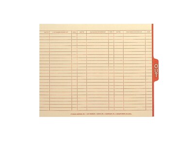 Smead Heavyweight End Tab Outguides, 1/5-Cut Tab, Center Position, Letter Size, Manila, 100/Box (61910)