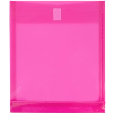 JAM Paper® Plastic Envelopes with Hook & Loop Closure, 1 Exp, Letter Open End, 9.75 x 11.75, Fuch