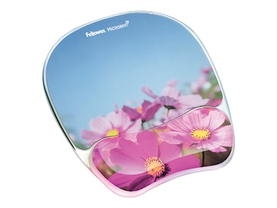 Fellowes Photo Gel Non-Skid Mouse Pad/Wrist Rest Combo, Pink Flowers (9179001)