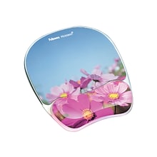 Fellowes Photo Gel Non-Skid Mouse Pad/Wrist Rest Combo, Pink Flowers (9179001)