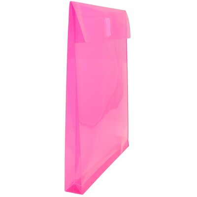 JAM Paper® Plastic Envelopes with Hook & Loop Closure, 1" Exp, Letter Open End, 9.75" x 11.75", Fuchsia Pink, 12/pack (118V1FU)
