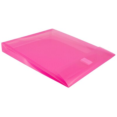 JAM Paper® Plastic Envelopes with Hook & Loop Closure, 1" Exp, Letter Open End, 9.75" x 11.75", Fuchsia Pink, 12/pack (118V1FU)