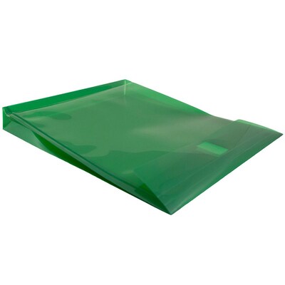 JAM Paper® Plastic Envelopes with Hook & Loop Closure, 1" Expansion, Letter Open End, 9.75" x 11.75", Green, 12/pack (118V1GR)