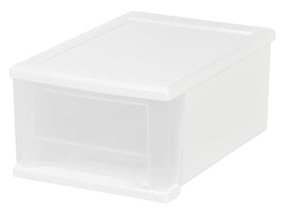 IRIS Small 1 Drawer Stackable Storage, White, 4/Carton (129800)