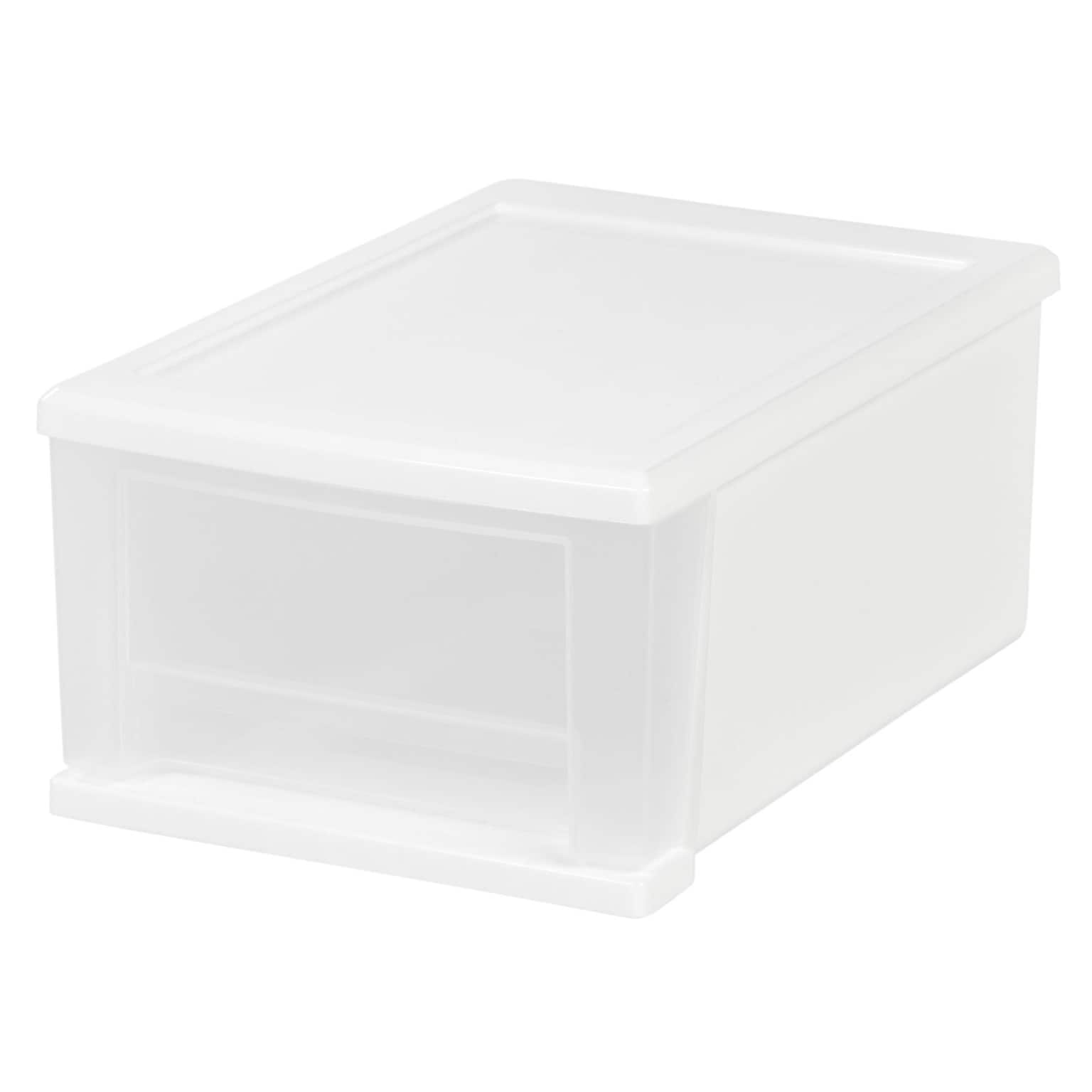 IRIS Small 1 Drawer Stackable Storage, White, 4/Carton (129800)