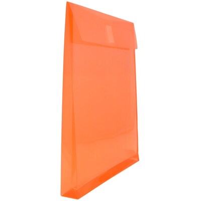 JAM Paper® Plastic Envelopes with Hook & Loop Closure, 1" Expansion, Letter Open End, 9.75" x 11.75", Orange, 12/pack (118V1OR)