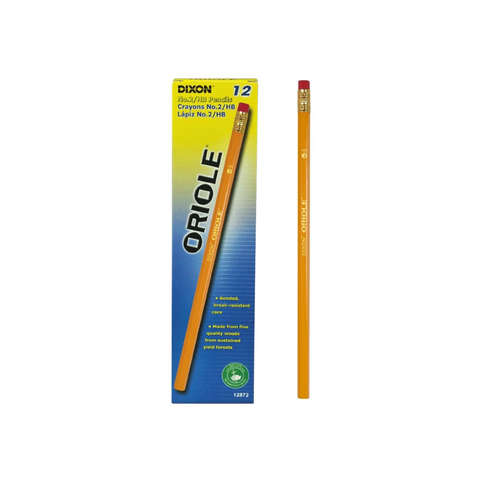 Dixon Oriole Wooden Pencil, 2mm, #2 Soft Lead, Dozen (12872)