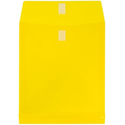 JAM Paper® Plastic Envelopes with Hook & Loop Closure, 9.75 x 11.75 with 1 Inch Expansion, Yellow, 1