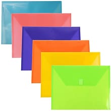 Jam Paper Plastic File Pocket, Letter Size, Assorted, 6/Pack (218V0ASSRT)