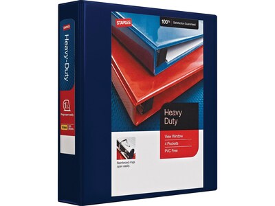 Heavy Duty 1-1/2 3 Ring View Binder with D-RIngs, Navy Blue (56279-CC)