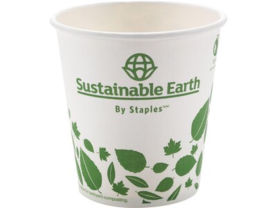 Sustainable Earth by Stes Hot Cups, 10 oz., White/Green, 500/Carton (SEB40149-CC)