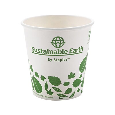 Sustainable Earth by Stes Hot Cups, 10 oz., White/Green, 500/Carton (SEB40149-CC)