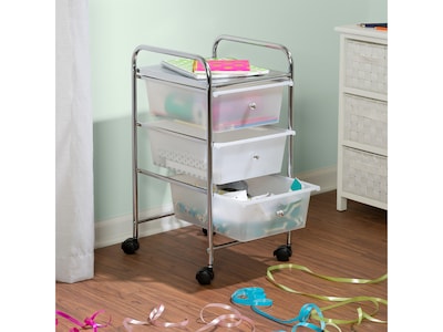 Honey-Can-Do Storage Mixed Materials Mobile Utility Cart with Lockable Wheels, Multicolor (CRT-02215)
