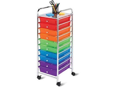 Honey-Can-Do Organization Mixed Materials Mobile Utility Cart with Lockable Wheels, Multicolor (CRT-