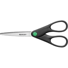 Westcott® Straight KleenEarth® 7 Recycled Stainless Steel Standard Scissors, Pointed Tip, Black (44