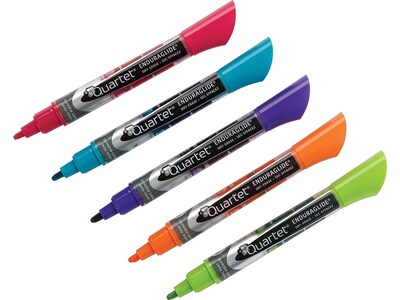 Quartet Dry Erase Markers, Bullet Tip, Assorted Neon, 4/Pack