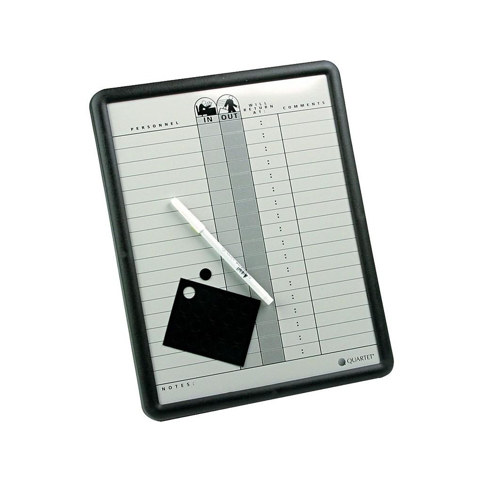 Quartet Magnetic Porcelain In-Out-Board, Black Frame, 11 x 14 (QRT750)