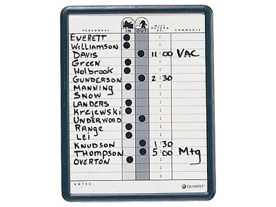 Quartet Magnetic Porcelain In-Out-Board, Black Frame, 11 x 14 (QRT750)