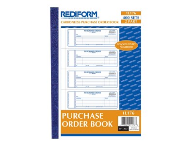 Rediform 2-Part Carbonless Purchase Requisitions, 7"L x 2.7"W, 400 Sets/Book (RED1L176)