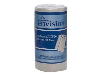 Pacific Blue Basic Recycled Paper Towels, 2-ply, 250 Sheets/Roll, 12 Rolls/Carton (28290)