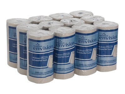 Pacific Blue Basic Recycled Paper Towels, 2-ply, 250 Sheets/Roll, 12 Rolls/Carton (28290)