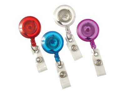 SICURIX Badge Reels, Assorted Colors, 4/Pack (68884)