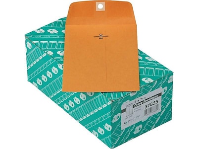 Quality Park Clasp & Moistenable Glue Catalog Envelopes, 5 x 7.5, Brown Kraft, 100/Box (QUA37835)