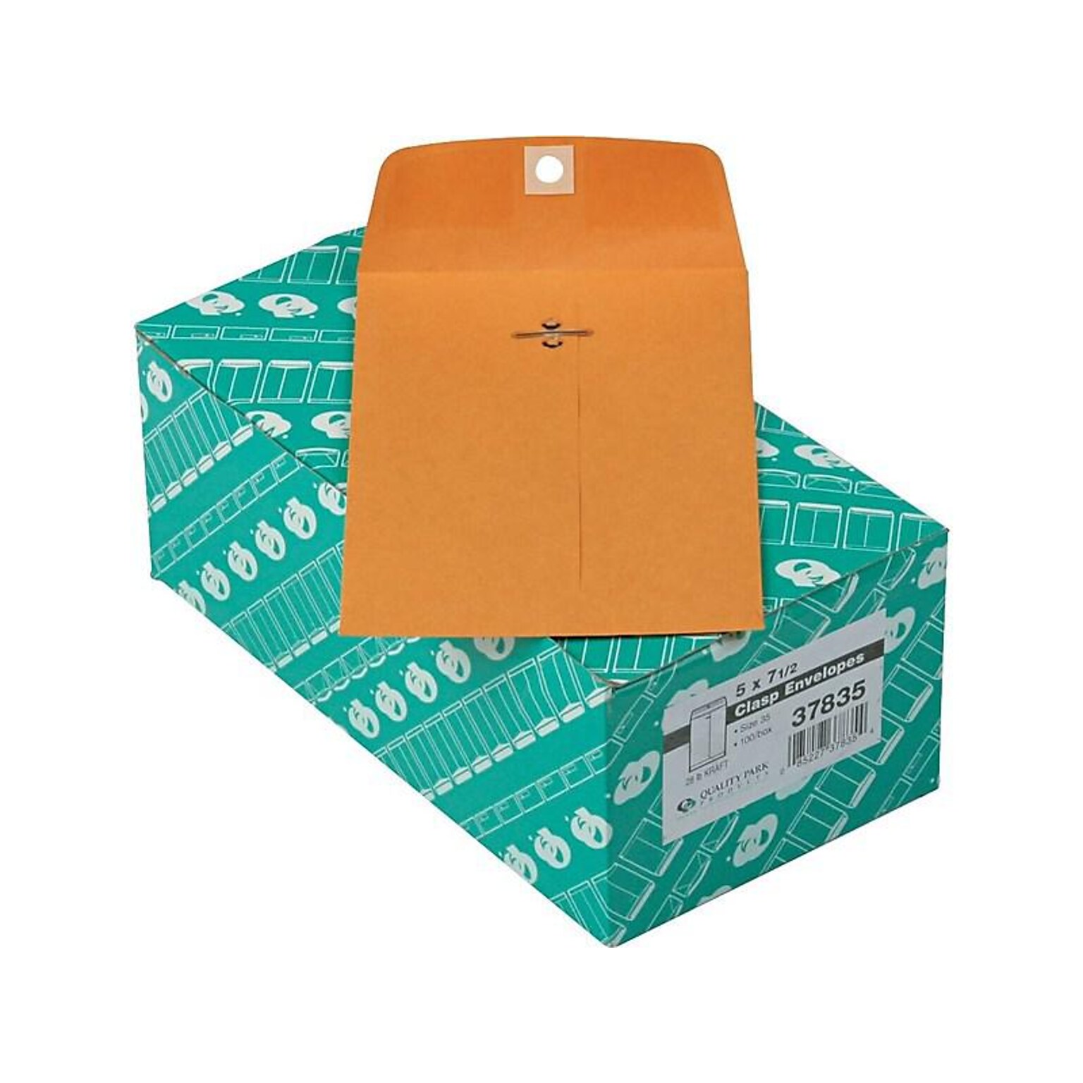 Quality Park Clasp & Moistenable Glue Catalog Envelopes, 5 x 7.5, Brown Kraft, 100/Box (QUA37835)