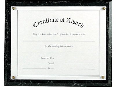 NuDell Economical Award Plaque Plastic Certificate Frame, Black  (18815M)