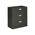 HON Brigade 600 Series 3-Drawer Lateral File Cabinet, Locking, Charcoal, Letter/Legal, 36W (H683.L.