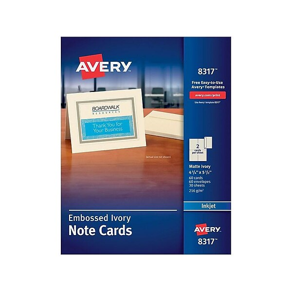 Avery Note Cards with Envelopes, Embossed Border, Matte Ivory, 4.25