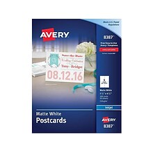 Avery Matte Postcards, 5.5 x 4.25, White, 200/Box (8387)