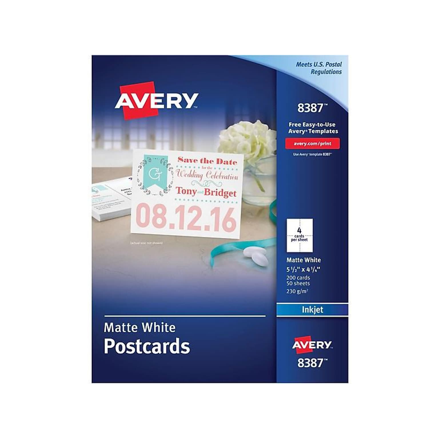 Avery Matte Postcards, 5.5 x 4.25, White, 200/Box (8387)