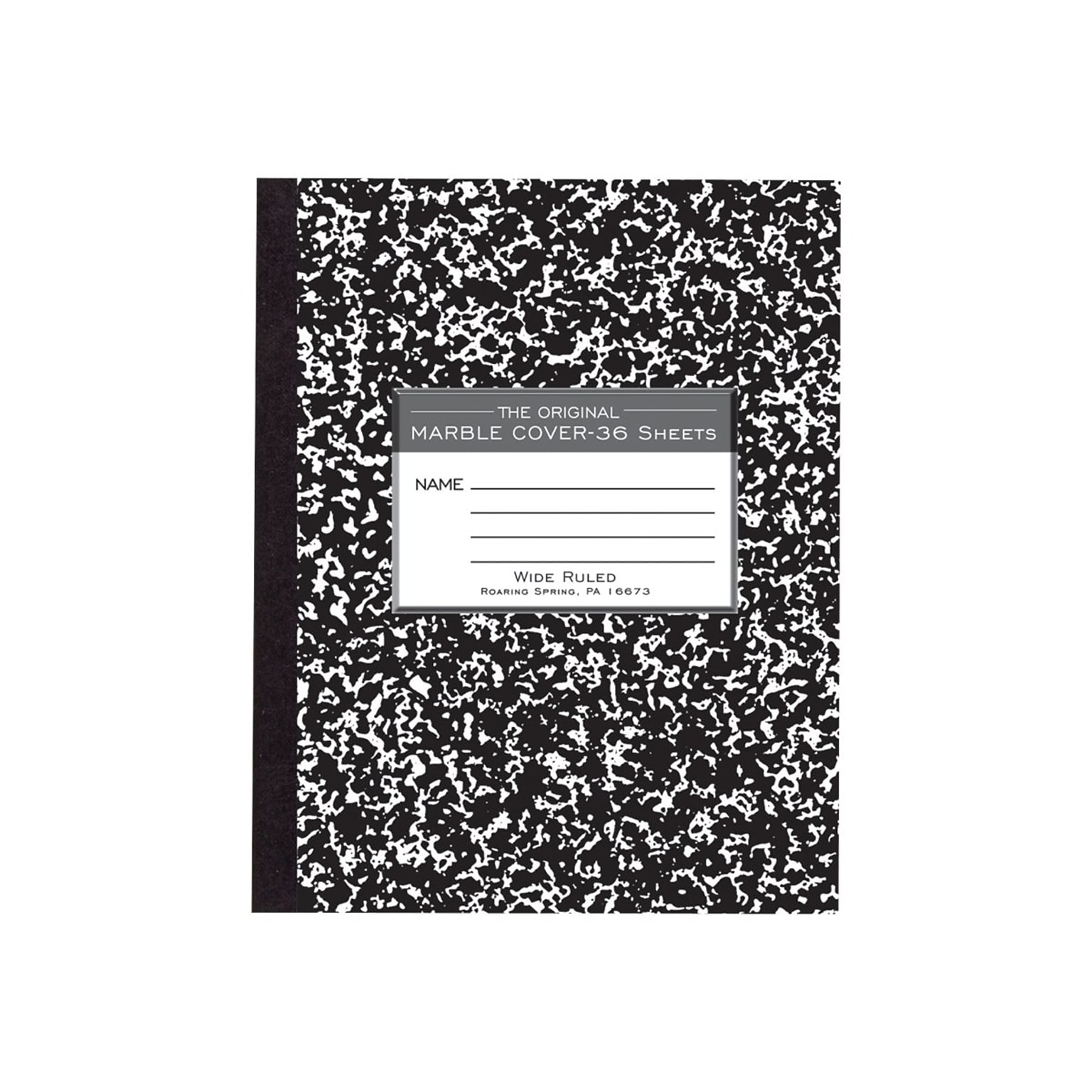 Roaring Spring Paper Products Composition Notebooks, 7 x 8.5, Wide Ruled, 36 Sheets, Black (77332)