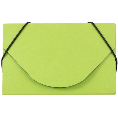 JAM Paper® Colorful Business Card Holder Case with Round Flap, Matte Lime Green Chipboard, Sold Indi