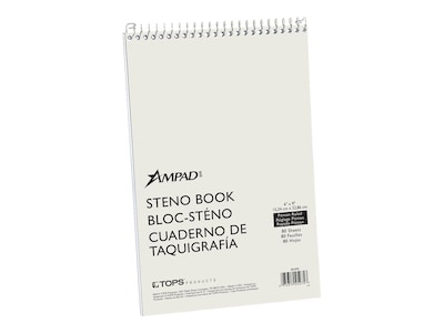 Ampad Steno Book, 6" x 9", Pitman Ruled, 80 Sheets, White/Green (TOP 25-275)