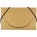 JAM Paper® Colorful Business Card Holder Case with Round Flap, Matte Gold Chipboard, Sold Individual