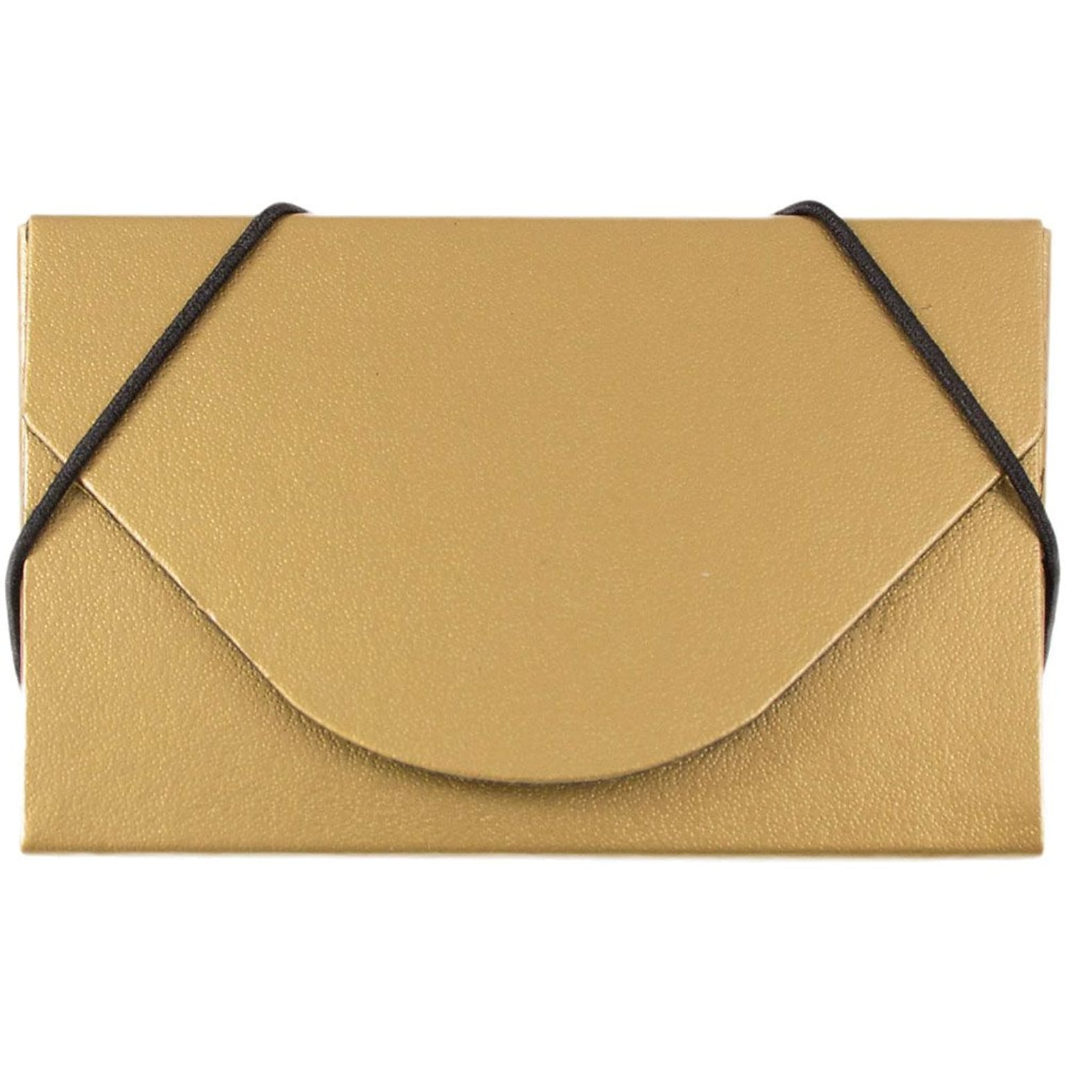 JAM Paper® Colorful Business Card Holder Case with Round Flap, Matte Gold Chipboard, Sold Individually (369031718)