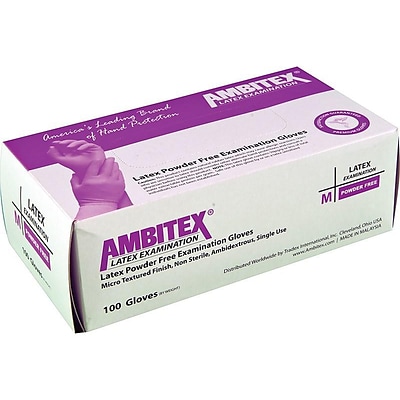 Ambitex L200 Series Powder Free Cream Latex Gloves, Medium, 100/Box, 10 Boxes/CT (LMD200)