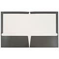 JAM Paper® Laminated Two-Pocket Glossy Presentation Folders, Grey, Bulk 50/Box (31225352c)