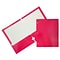 JAM Paper Glossy 3 Hole Punched 2-Pocket Folders, Hot Pink, 50/Pack (385GHPFUCZ)