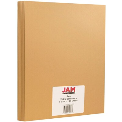JAM Paper Extra Heavyweight 130 lb. Cardstock Paper, 8.5 x 11, Tan Brown, 25 Sheets/Pack (296431637)