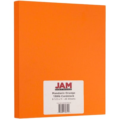 JAM Paper® Matte Cardstock, 8.5 x 11, 130lb Mandarin Orange, 25/pack