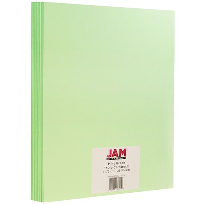 JAM Paper® Matte Cardstock, 8.5 x 11, 130lb Mint Green, 25/pack