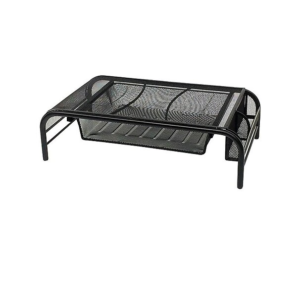 Mind Reader Network Collection Metal Mesh Monitor Stand with Drawer, Up to 24 Monitor, Black (MESHMONSTA-BLK)